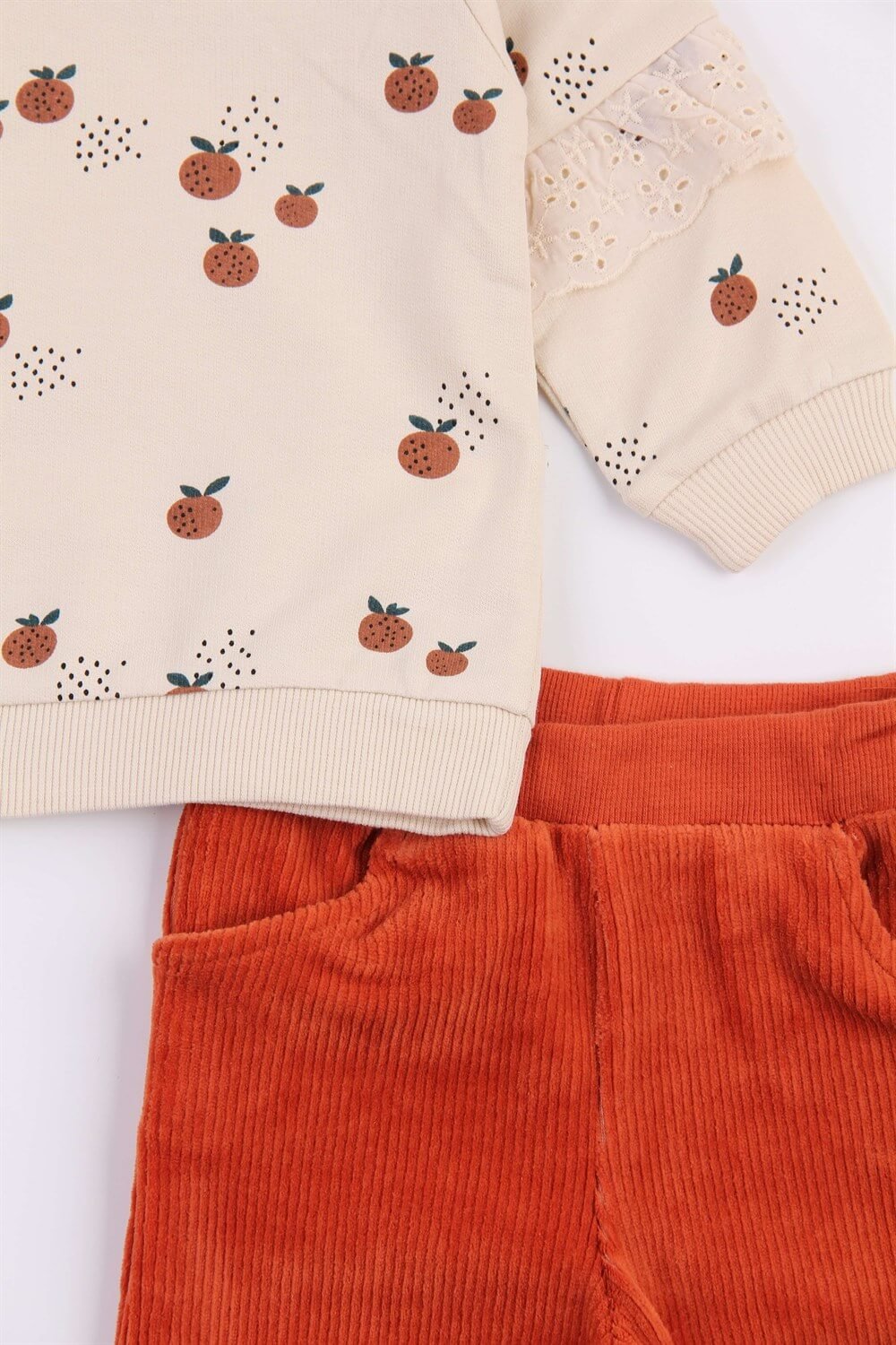 Sevimli Kış Sweatshirt 2'li Kız Bebek Takımı