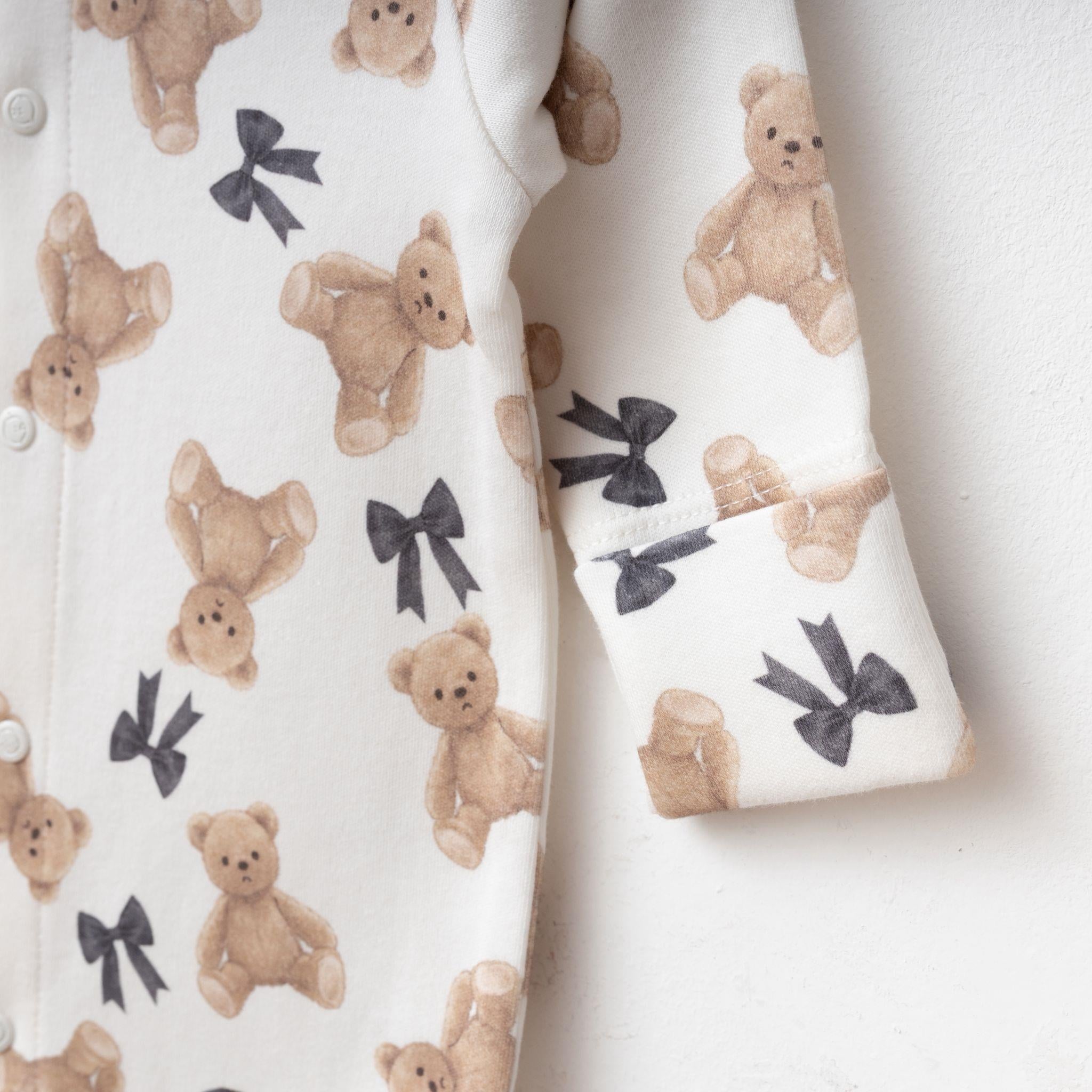 Teddy Figürlü Polo Yaka Penye Bebek Tulum Seti