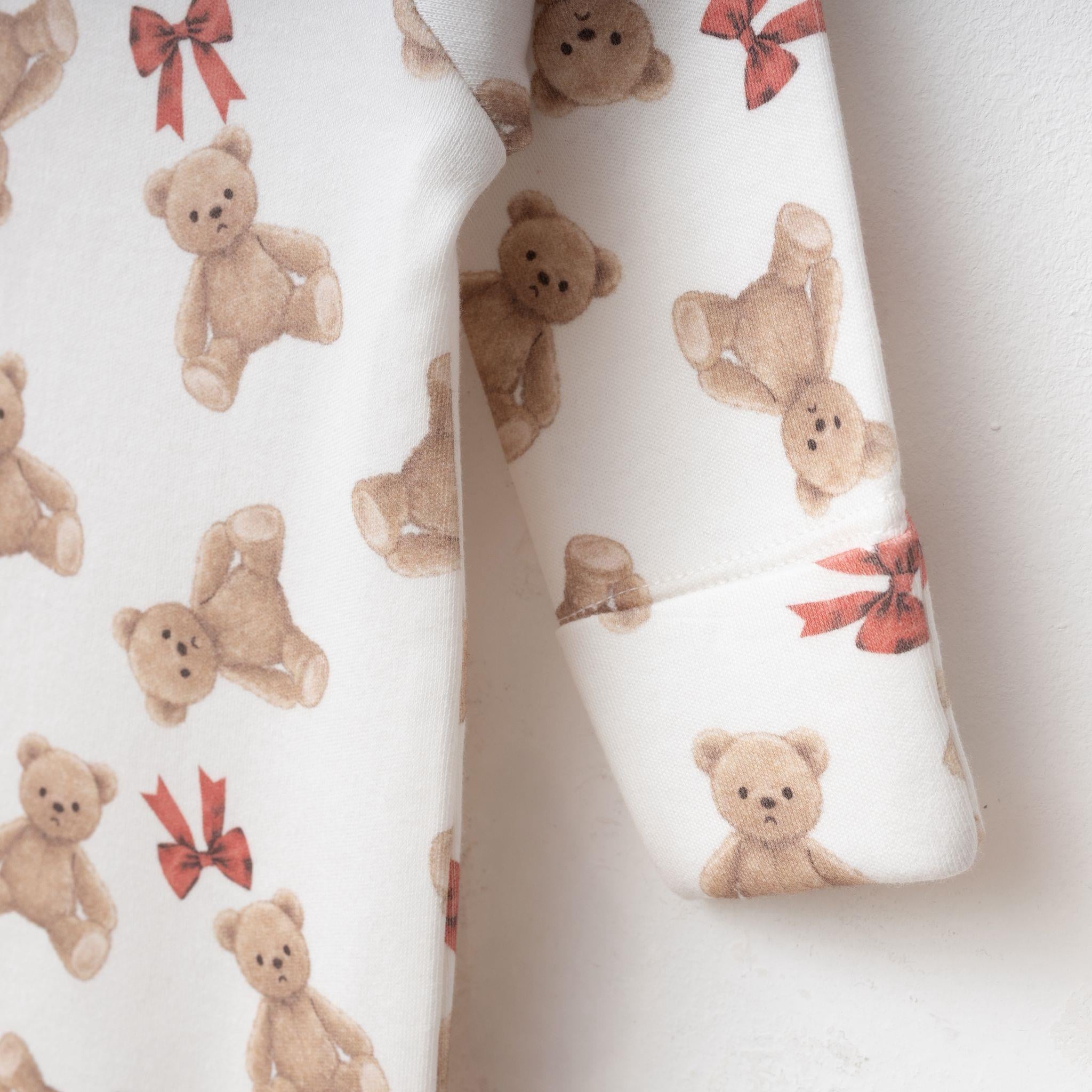 Teddy Figürlü Polo Yaka Penye Bebek Tulum Seti