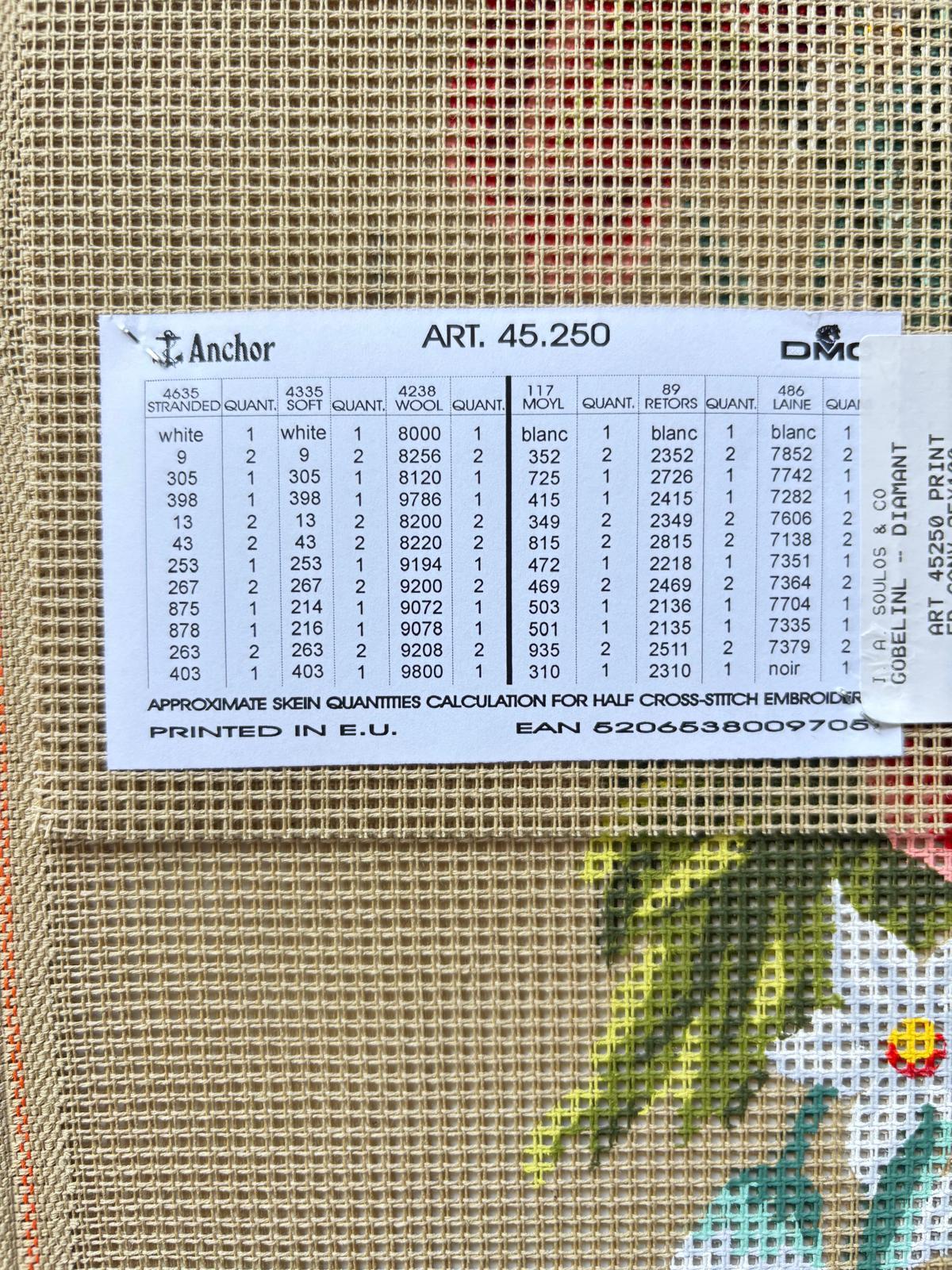 25x100 cm Kuş ve Çiçek Desenli DMC Muline İplikli Goblen Kiti