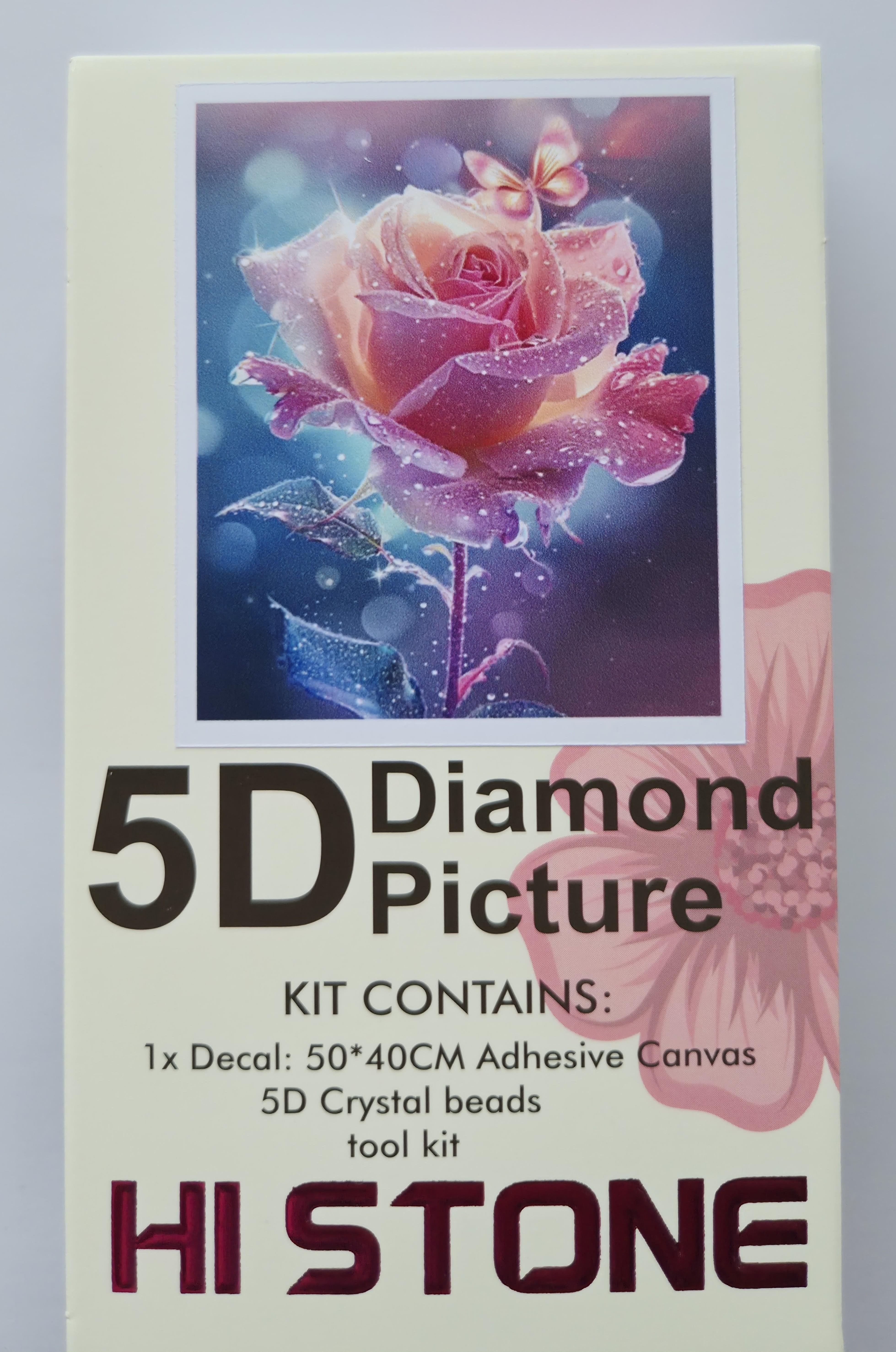 Boncuk İşleme Kiti 50 x 40 Gül ve Pembe Kelebek