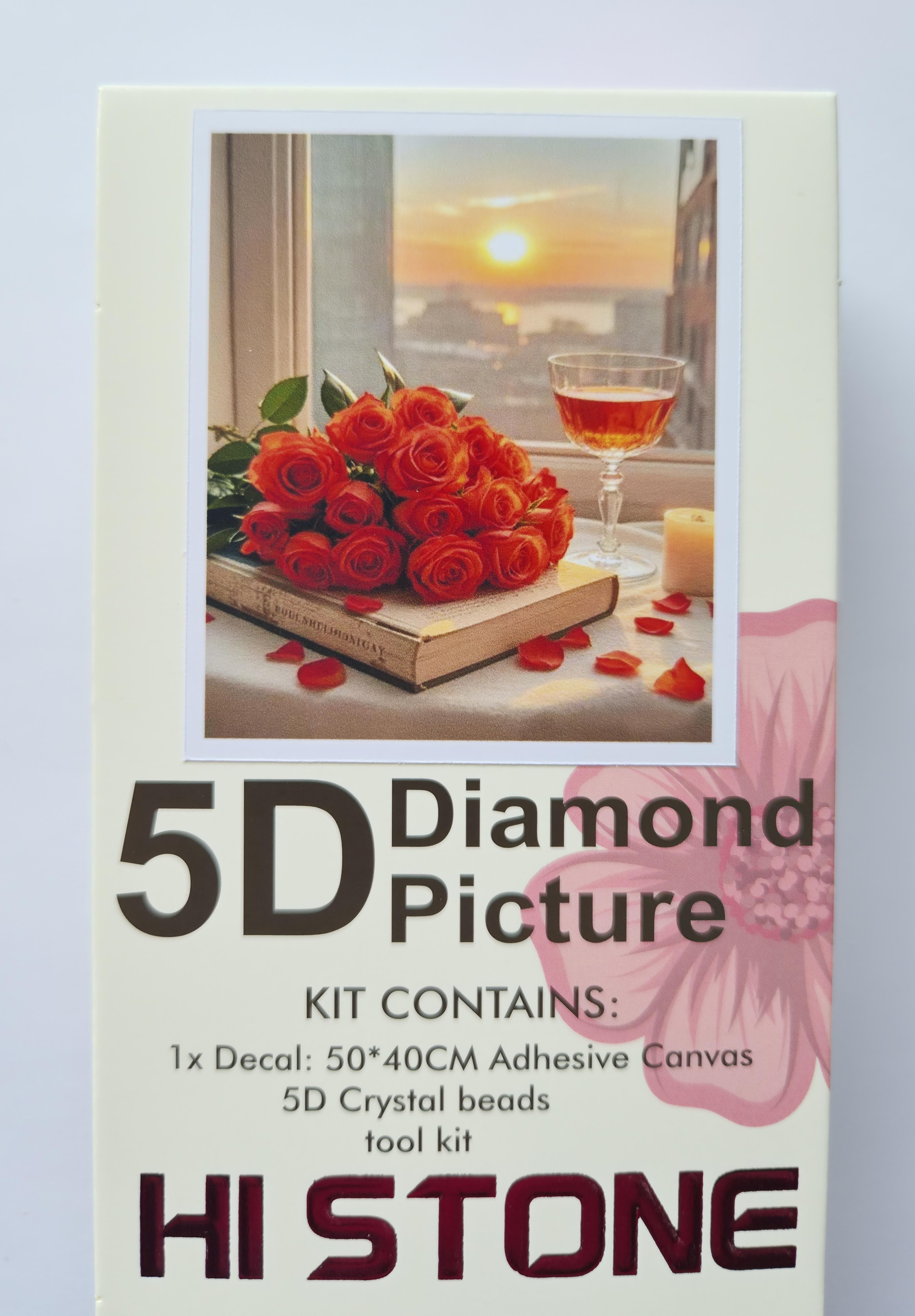 Boncuk İşleme Kiti 50 x 40 Kitap Üstünde Güller