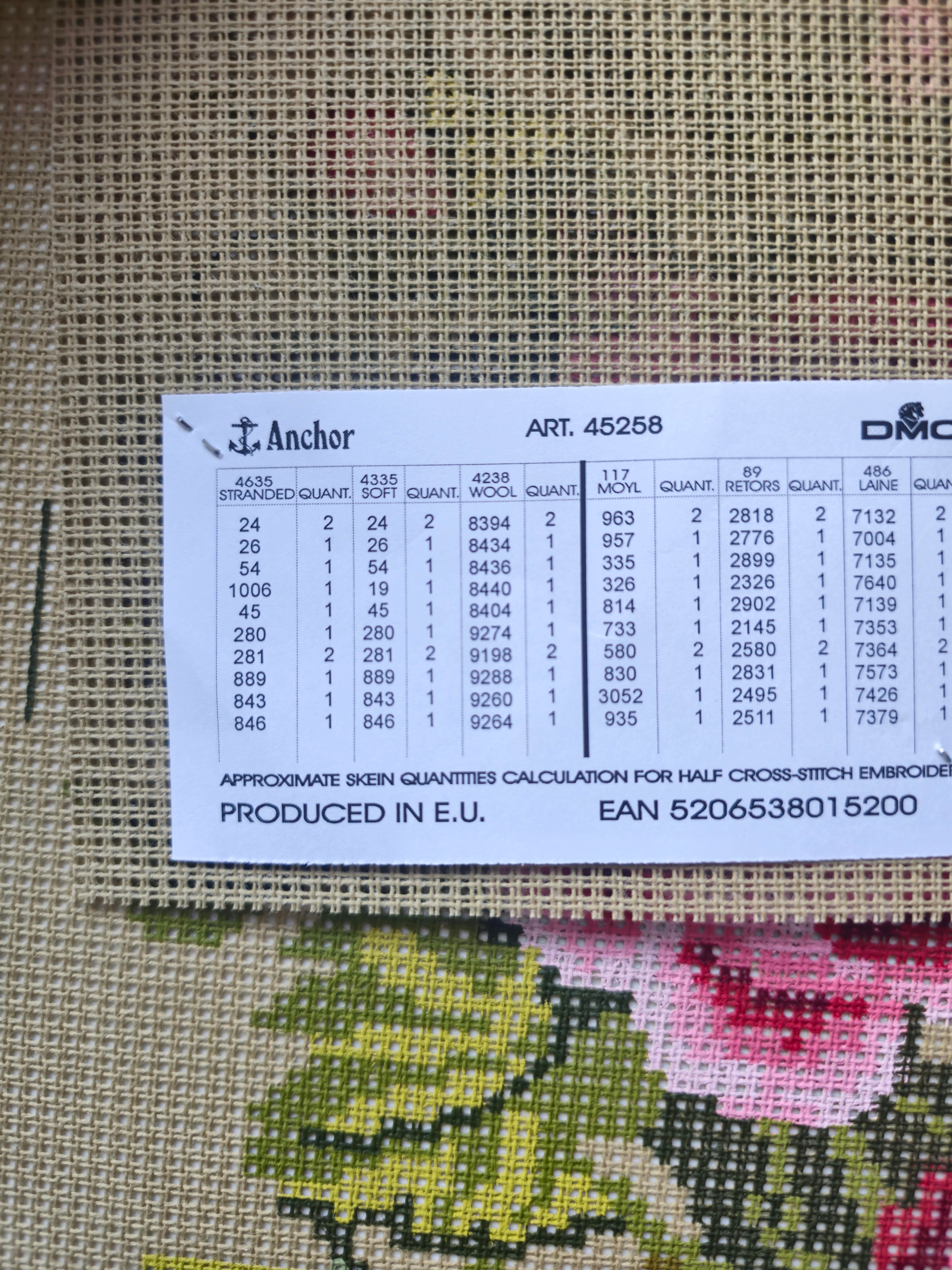 Çok Renkli Çiçek Goblen Kiti, Baskılı Goblen Kanvası, DMC Muline İplikler