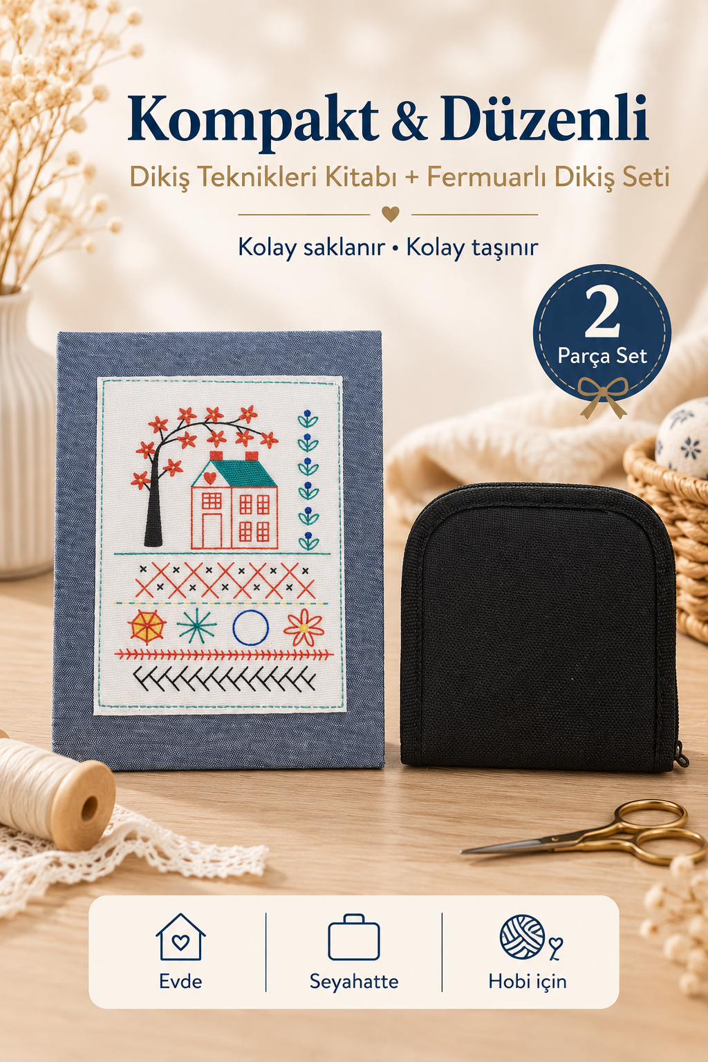 Dikiş Kitabı, Kumaş Kitap ve Çantalı Dikiş Seti