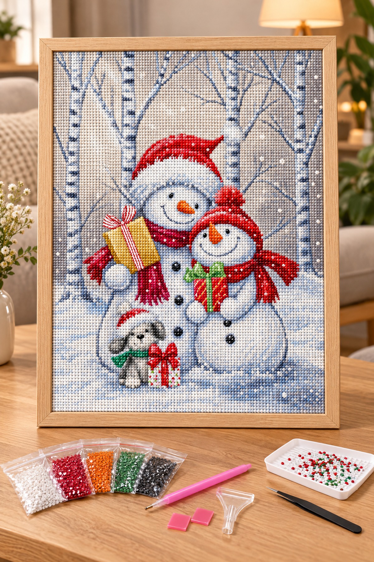 Elmas Boyama Puzzle Kit, Kardan Adam Ailesi 30x40 cm Mozaik