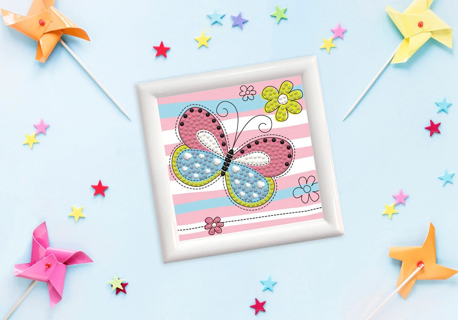 Elmas Mozaik Tablo 10.2 cm x 10.2 cm Paten Ayakkabı Boncuk Yapıştırma Kiti - Çerçeveli