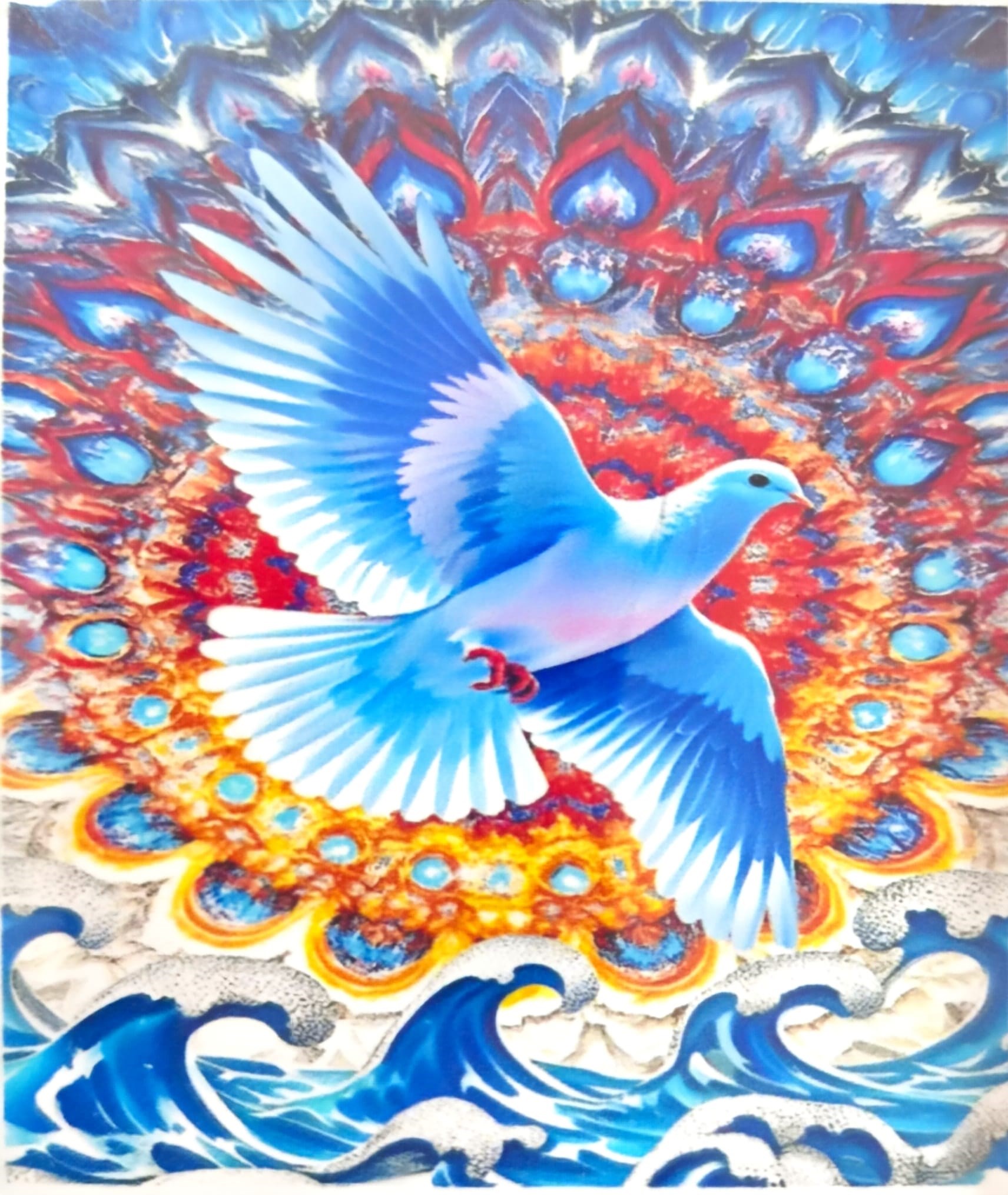 Elmas Mozaik Tablo, 50x40cm Mavi Güvercin Boncuk Yapıştırma Kiti 