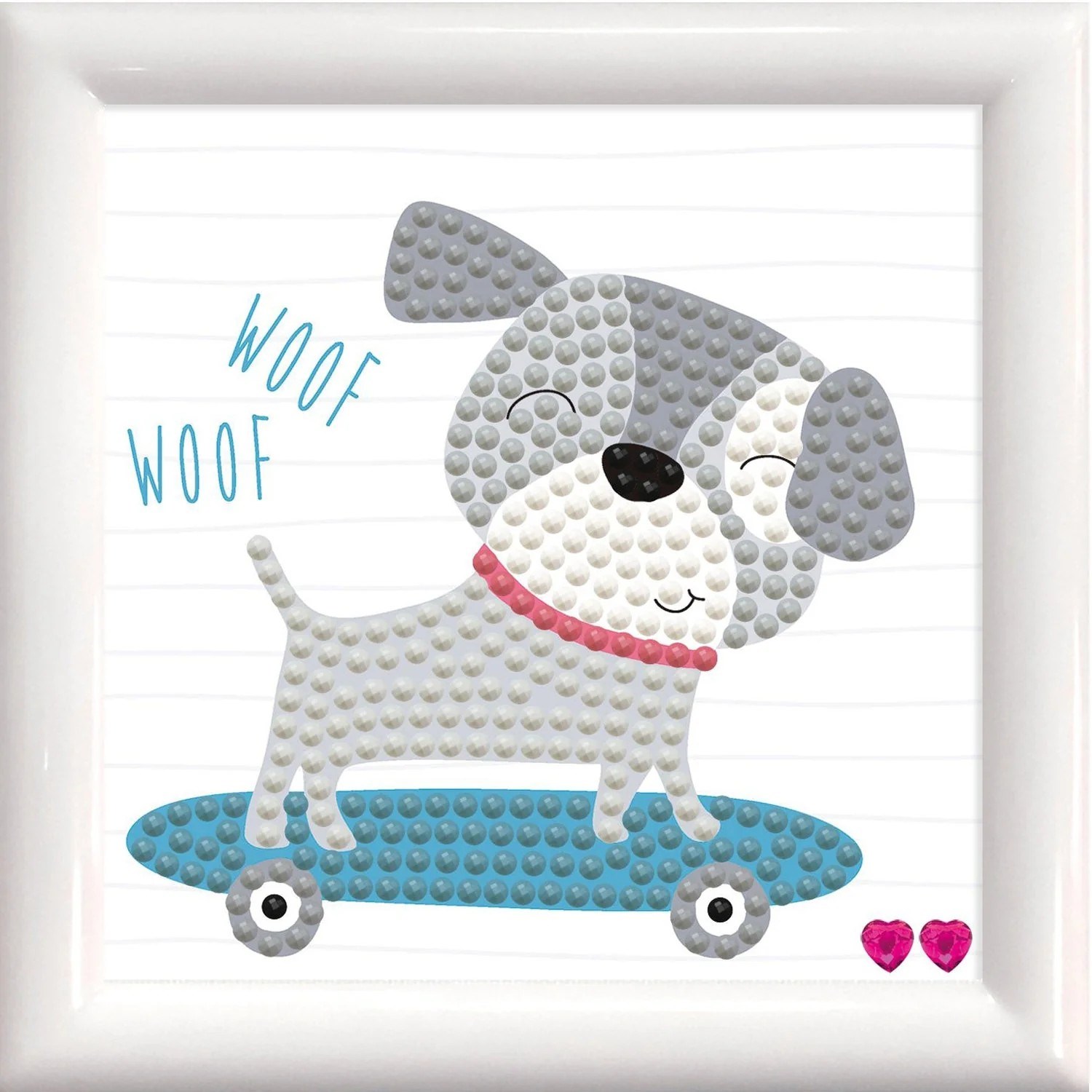 Elmas Mozaik Tablo 9.5 x 9.5cm Kaykaylı Köpek Boncuk Yapıştırma Kiti - Çerçeveli