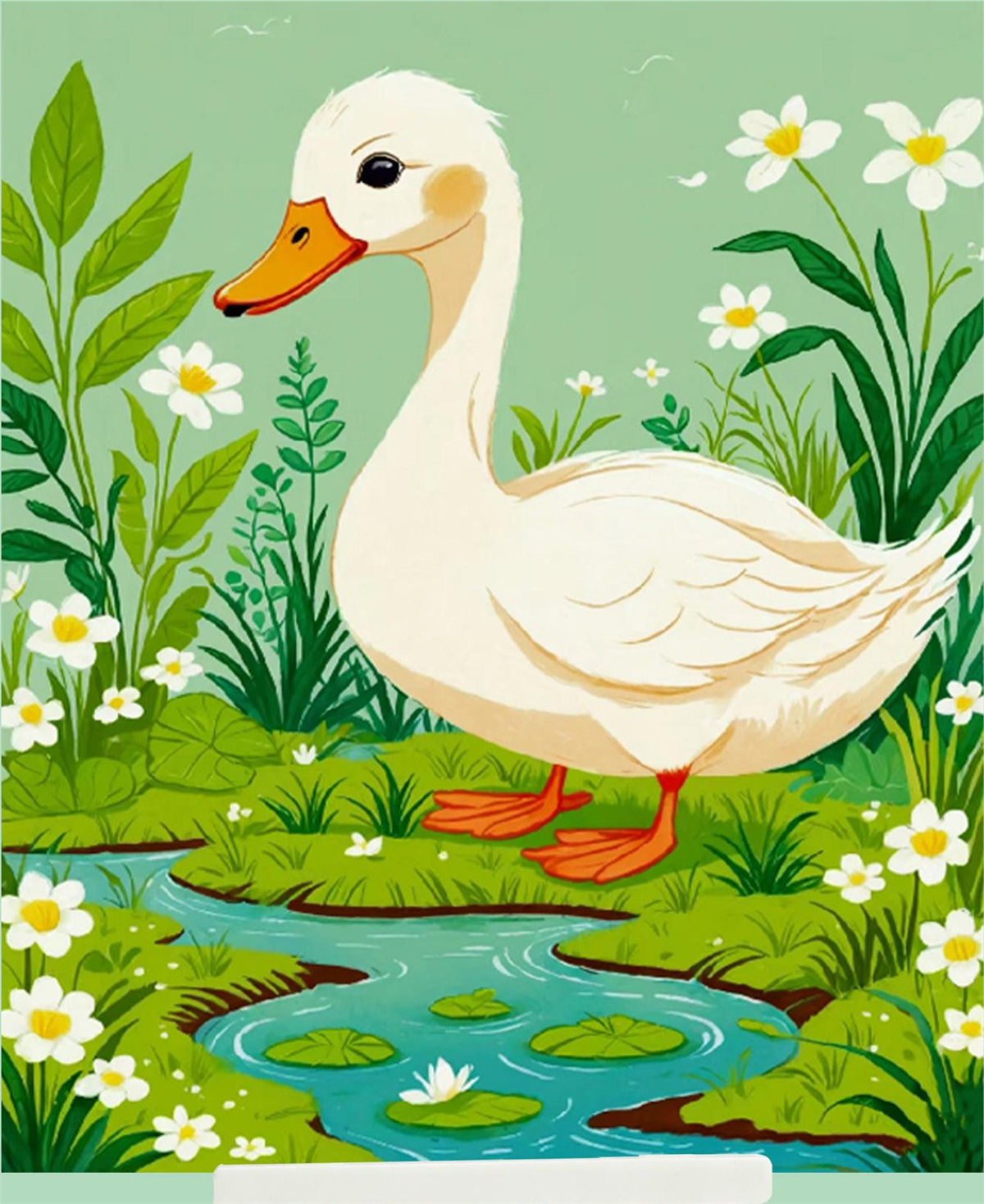 Gölet Kenarında Beyaz Ördek Elmas Mozaik Puzzle Kit 21x25 cm