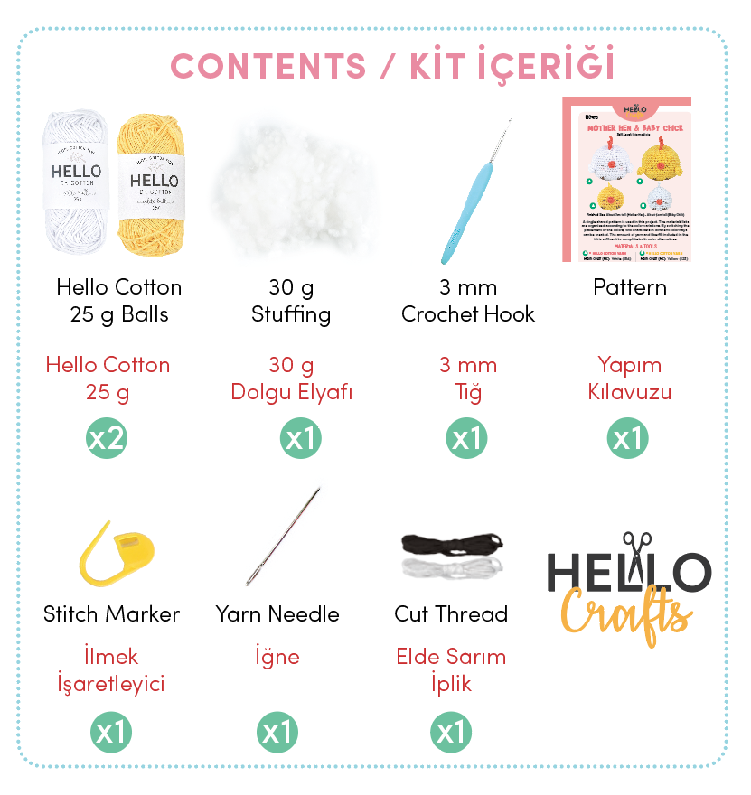 HELLO ADORABLE AMİGURUMİ KİTİ TAVUK&CİVCİV
