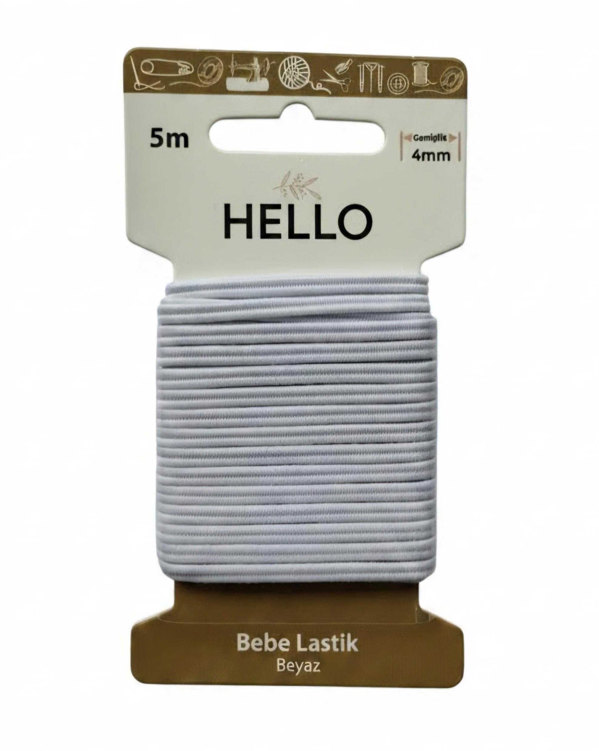 Hello Bebe lastiği beyaz  4mm