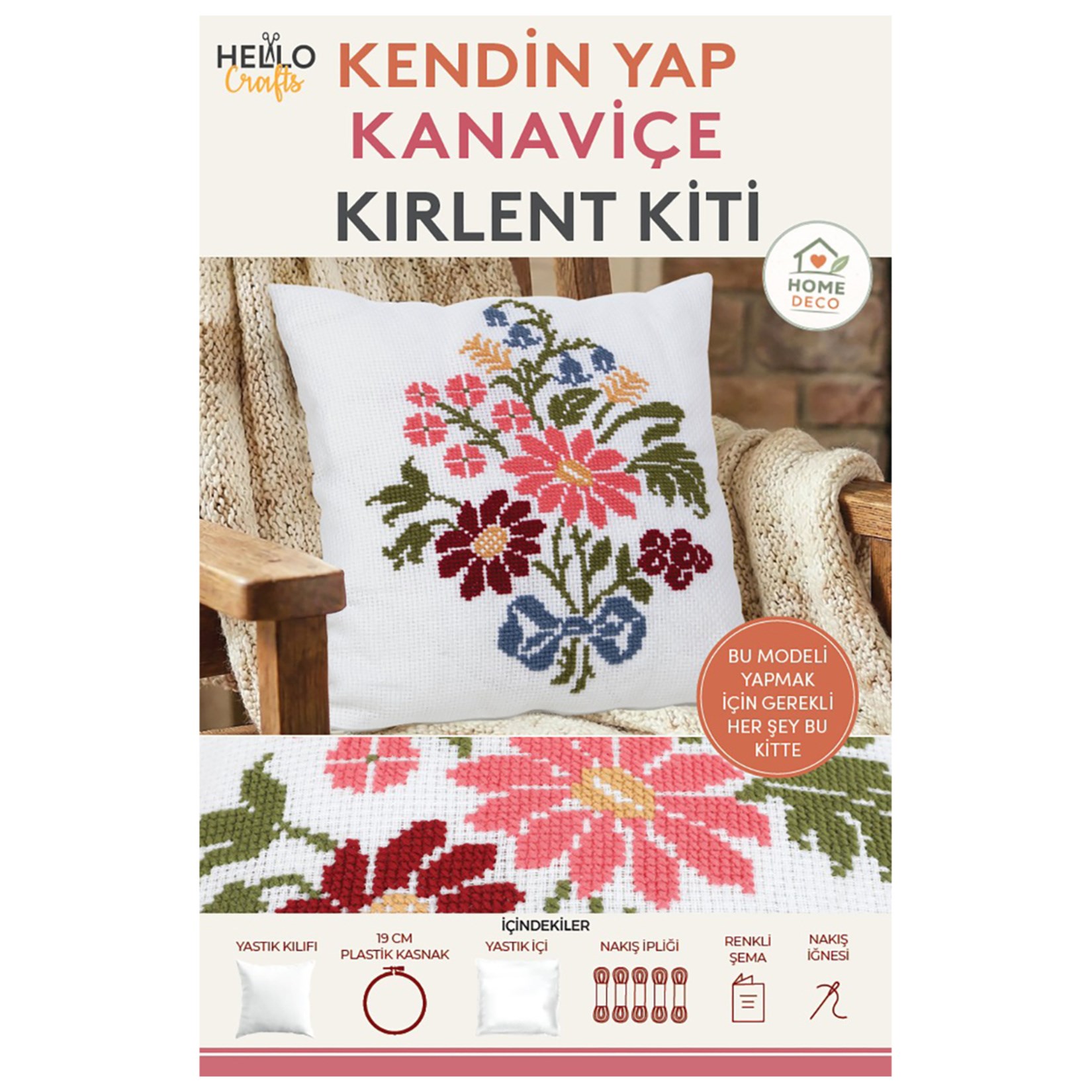 Hello Crafts Kanaviçe Kırlent Kiti, Kendin Yap Hobi Seti