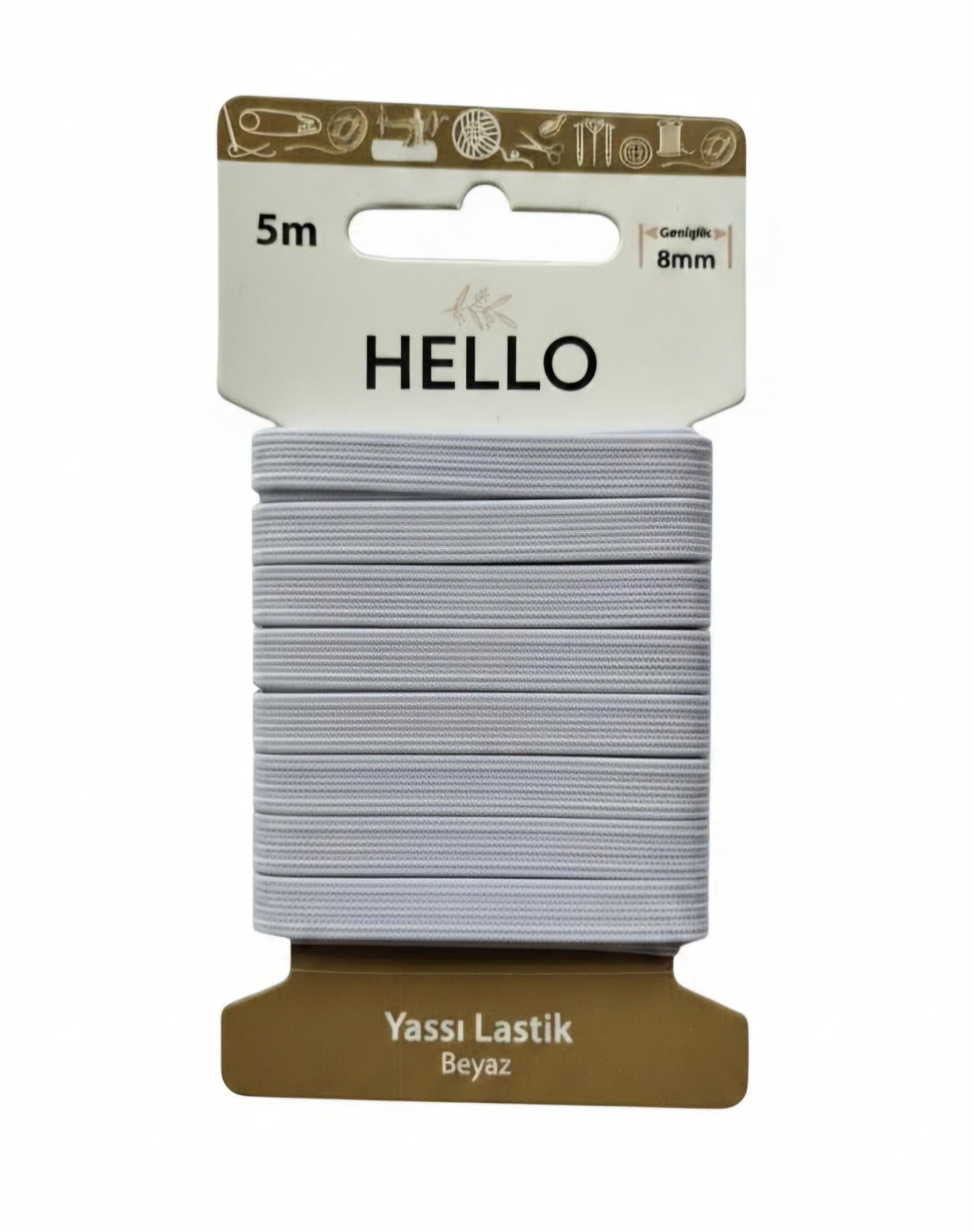 Hello Yassı lastik beyaz 8mm