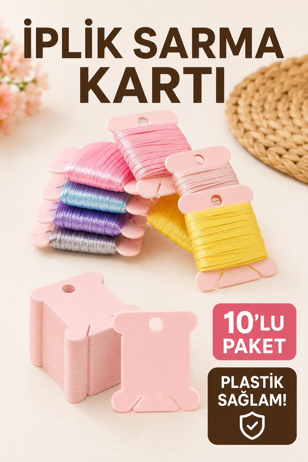 İplik Sarma Kartı | Sağlam Plastik 10 Adet Kart