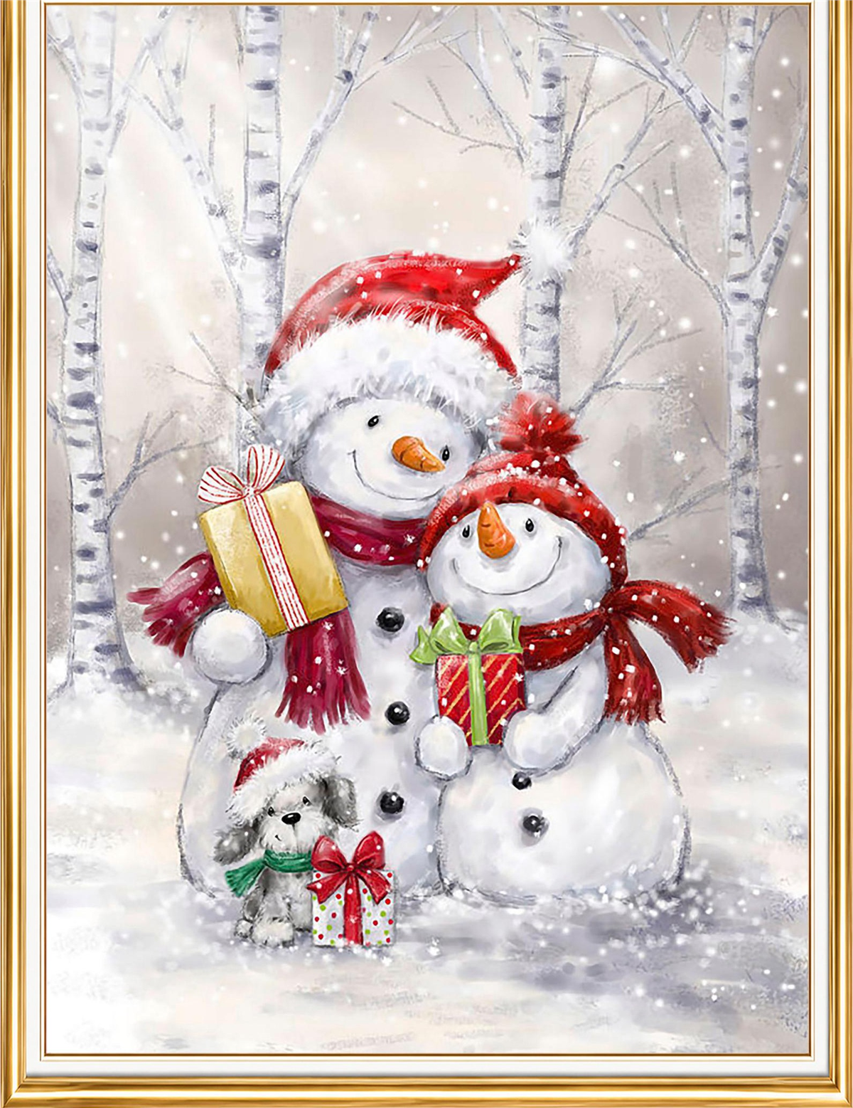 Kardan Adam Ailesi Elmas Mozaik Puzzle Kit 30x40 cm