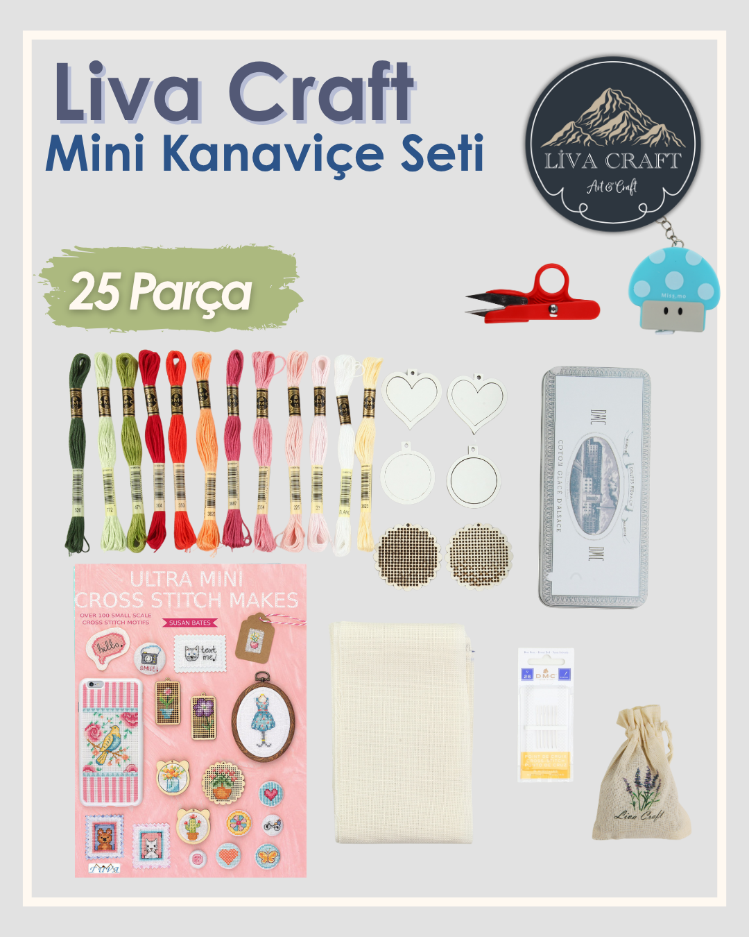 Mini Kanaviçe Seti - Ultra Mini Cross Stitch Makes Kitabı