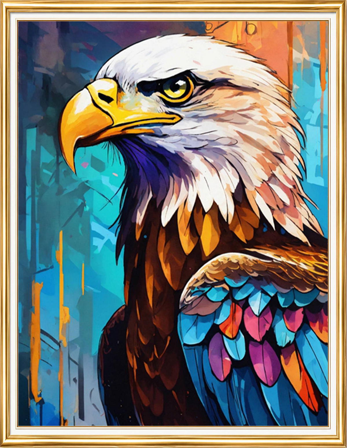 Renkli Kartal Elmas Mozaik Puzzle Kit 40x50 cm
