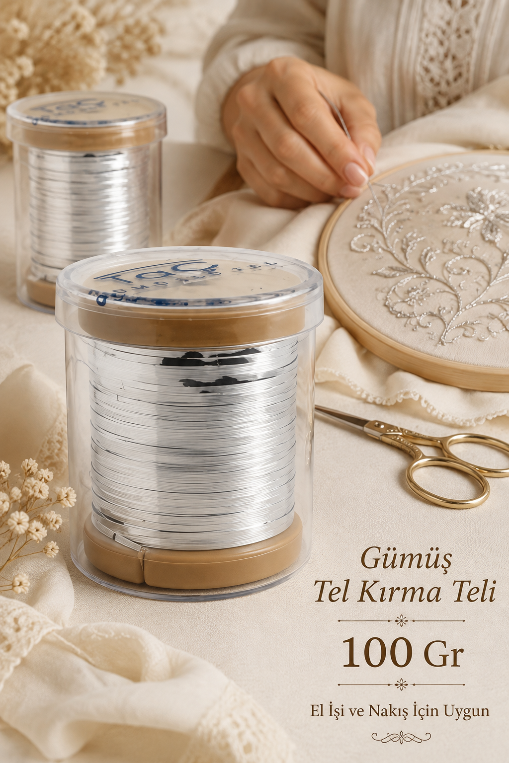 TAÇ TEL KIRMA TELİ, GÜMÜŞ, 100GR