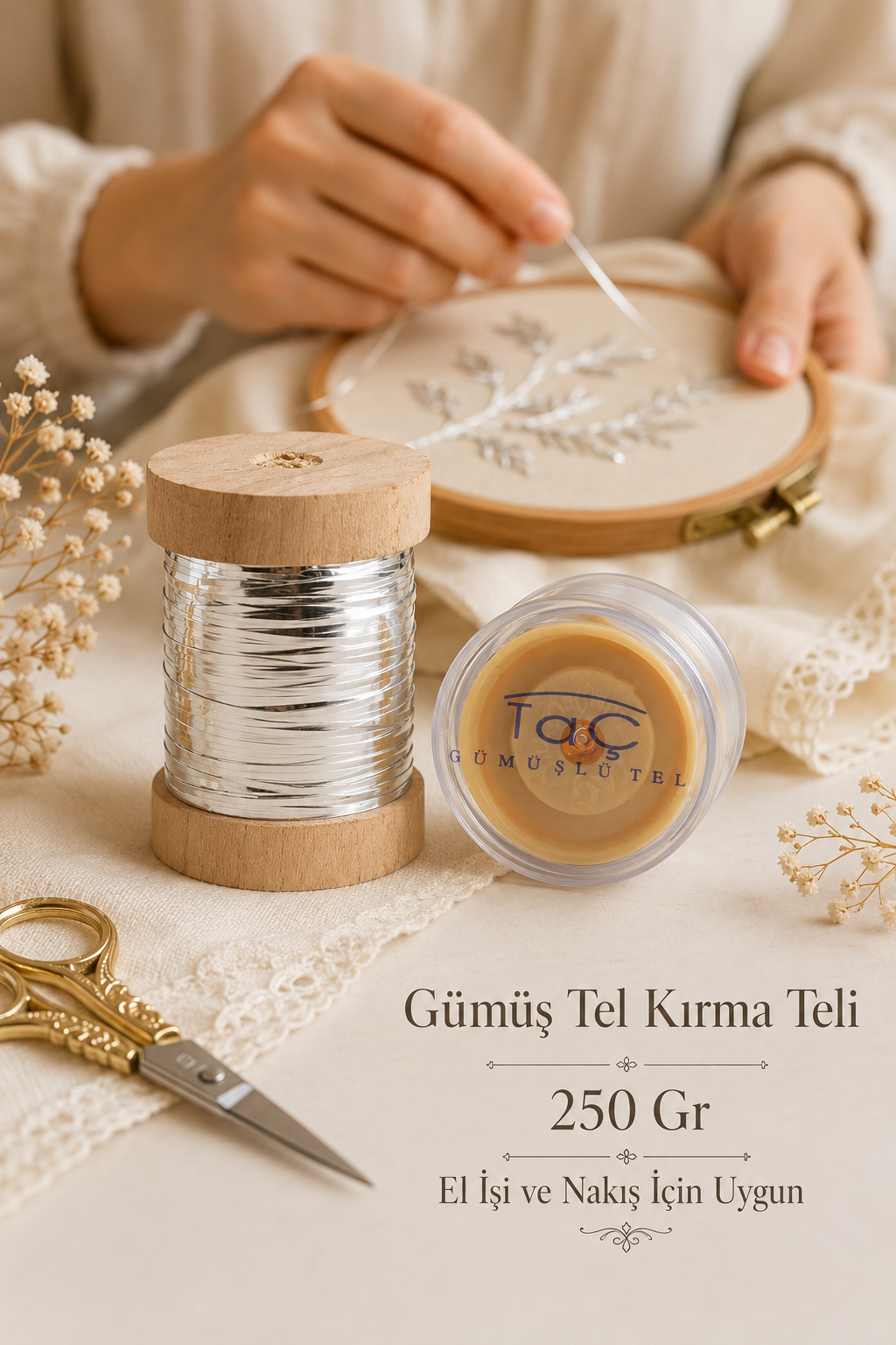 TAÇ TEL KIRMA TELİ, GÜMÜŞ, 250GR