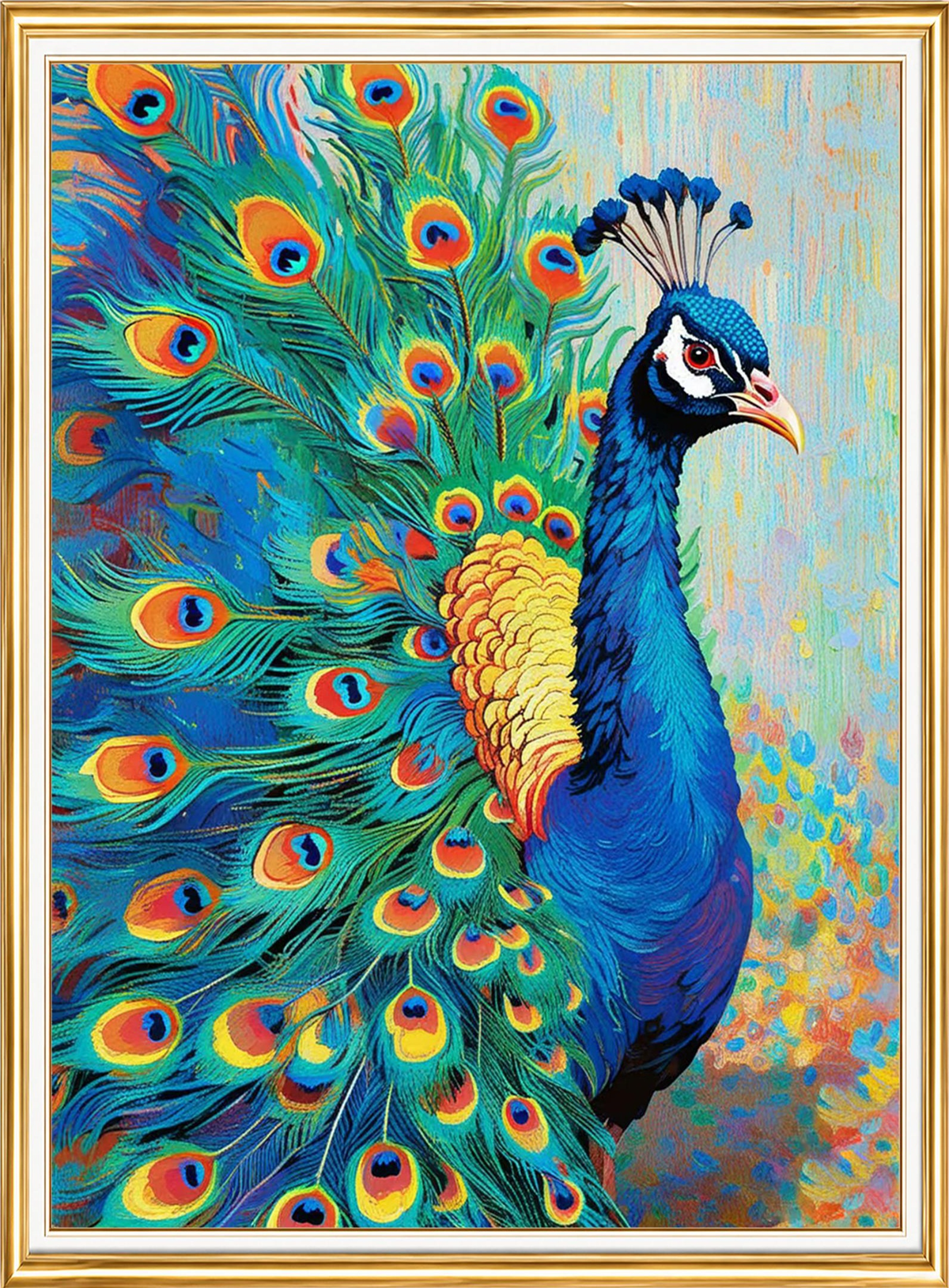 Tüyleri Açık Tavus Kuşu Elmas Mozaik Puzzle Kit 30x40 cm