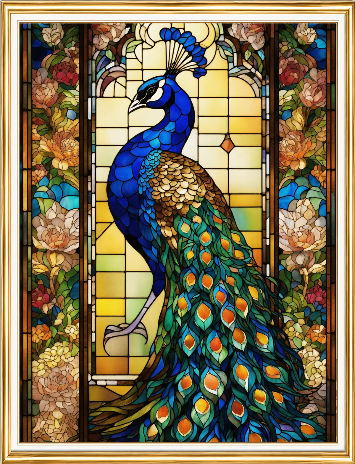 Vitray Tavus Kuşu Elmas Mozaik Puzzle Kit 50x65 cm
