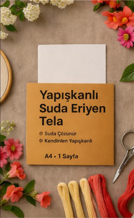 Yapışkanlı Suda Eriyen Tela - A4 x 1 Sayfa