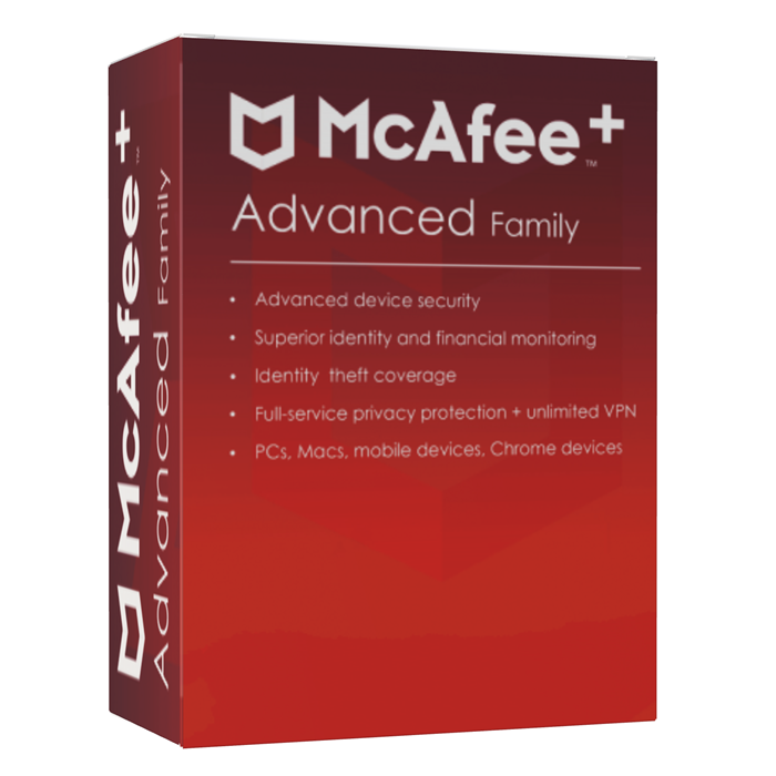 McAfee+ Advanced Family 2025 | Unlimited Devices | 1 Year | Europe | UK