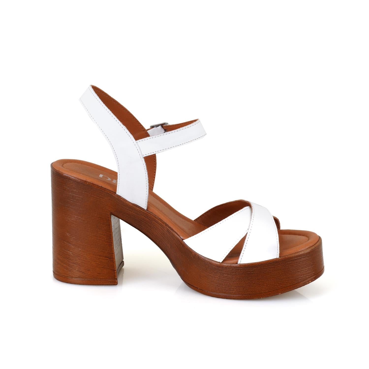 Desa Beyaz Desa Deri Kadın Platform Topuklu Sandalet
