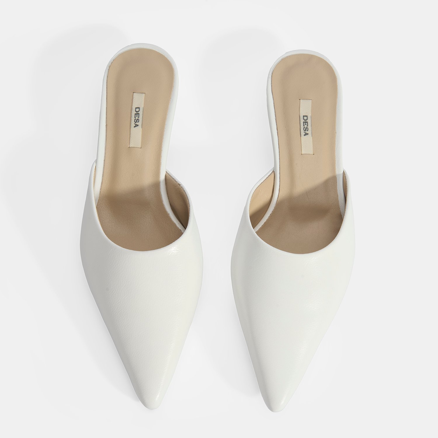 Desa Beyaz Desa Deri Kadın Topuklu Terlik