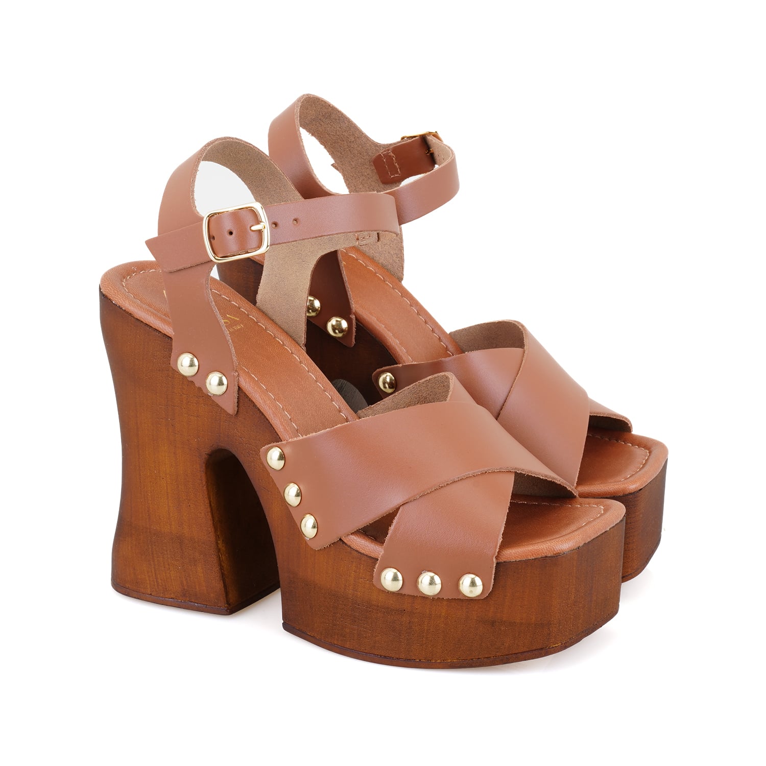 Desa Siyah Desa Deri Kadın Platform Topuklu Sandalet