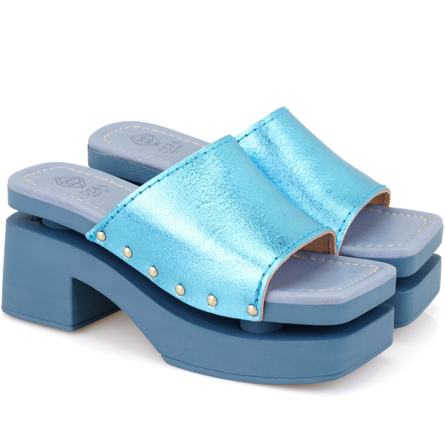 Desa Mavi Desa Deri Kadın Topuklu Terlik