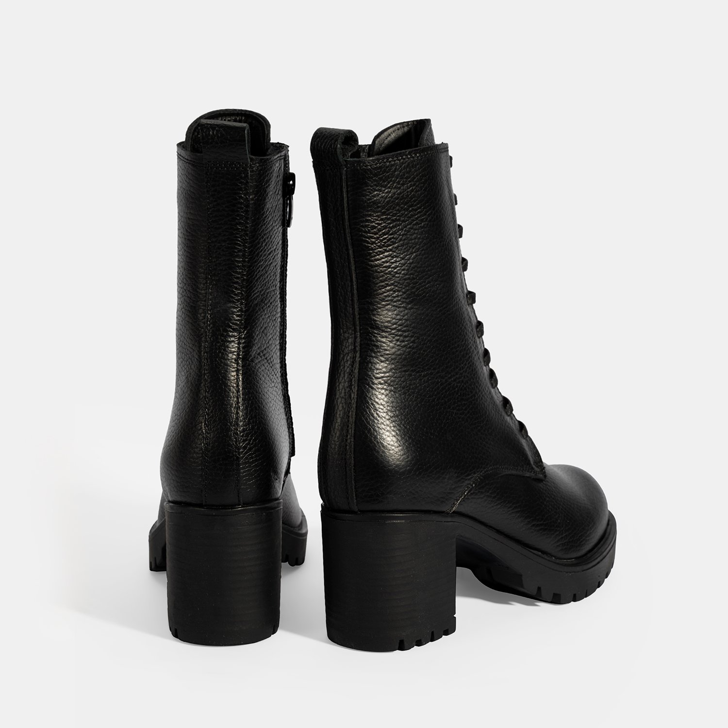 Desa Siyah Desa Bağcıklı Kadın Kalın Topuklu Deri Bot