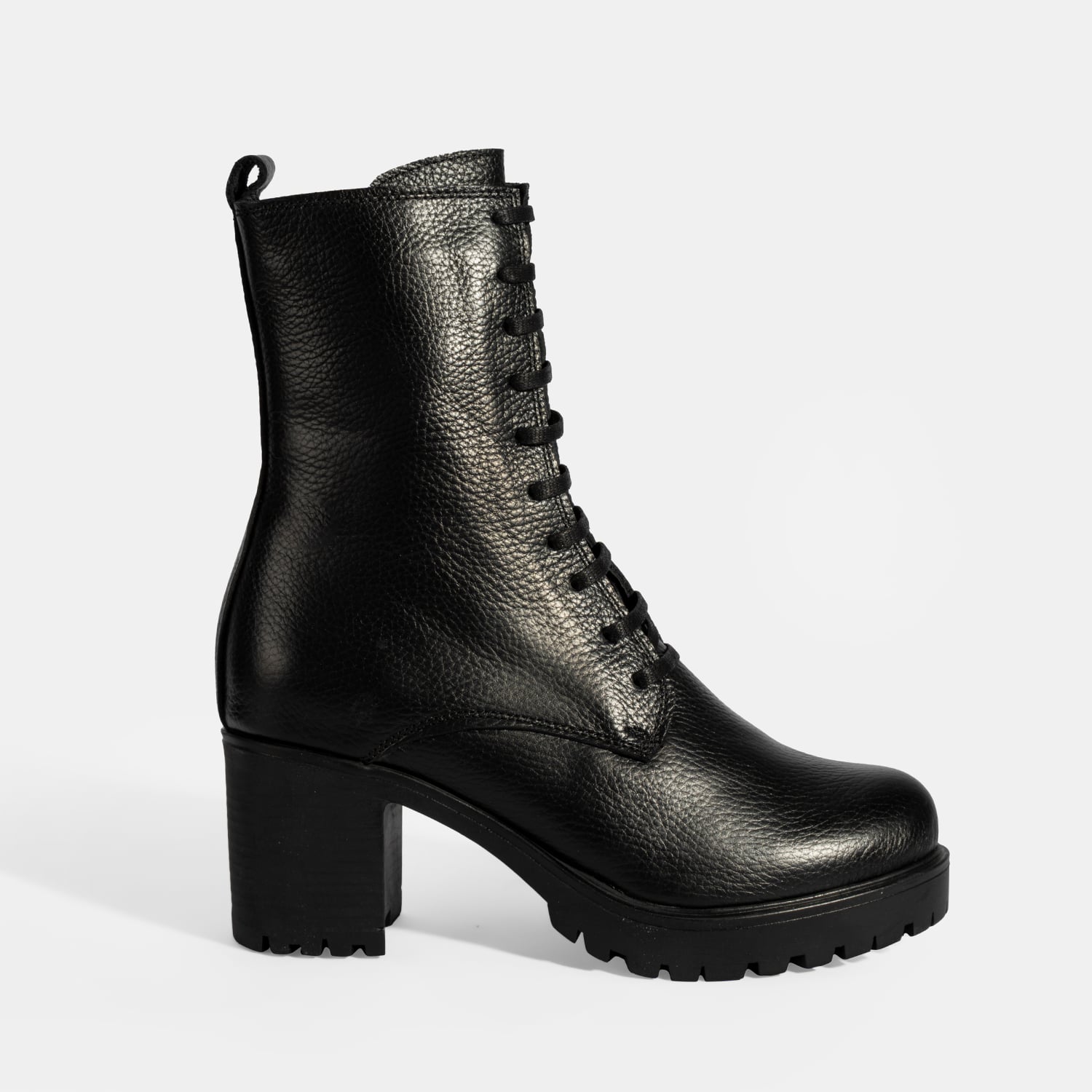 Desa Siyah Desa Bağcıklı Kadın Kalın Topuklu Deri Bot