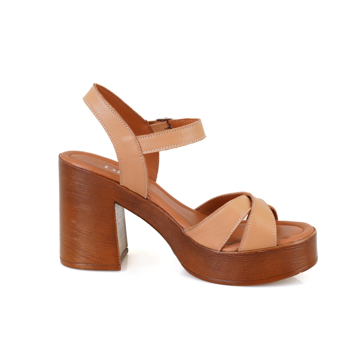 Desa Beyaz Desa Deri Kadın Platform Topuklu Sandalet