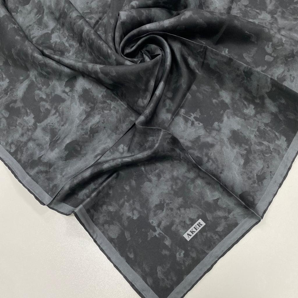 Aker Anthracite Cloud Patterned Twill Silk Scarf 7208713-915