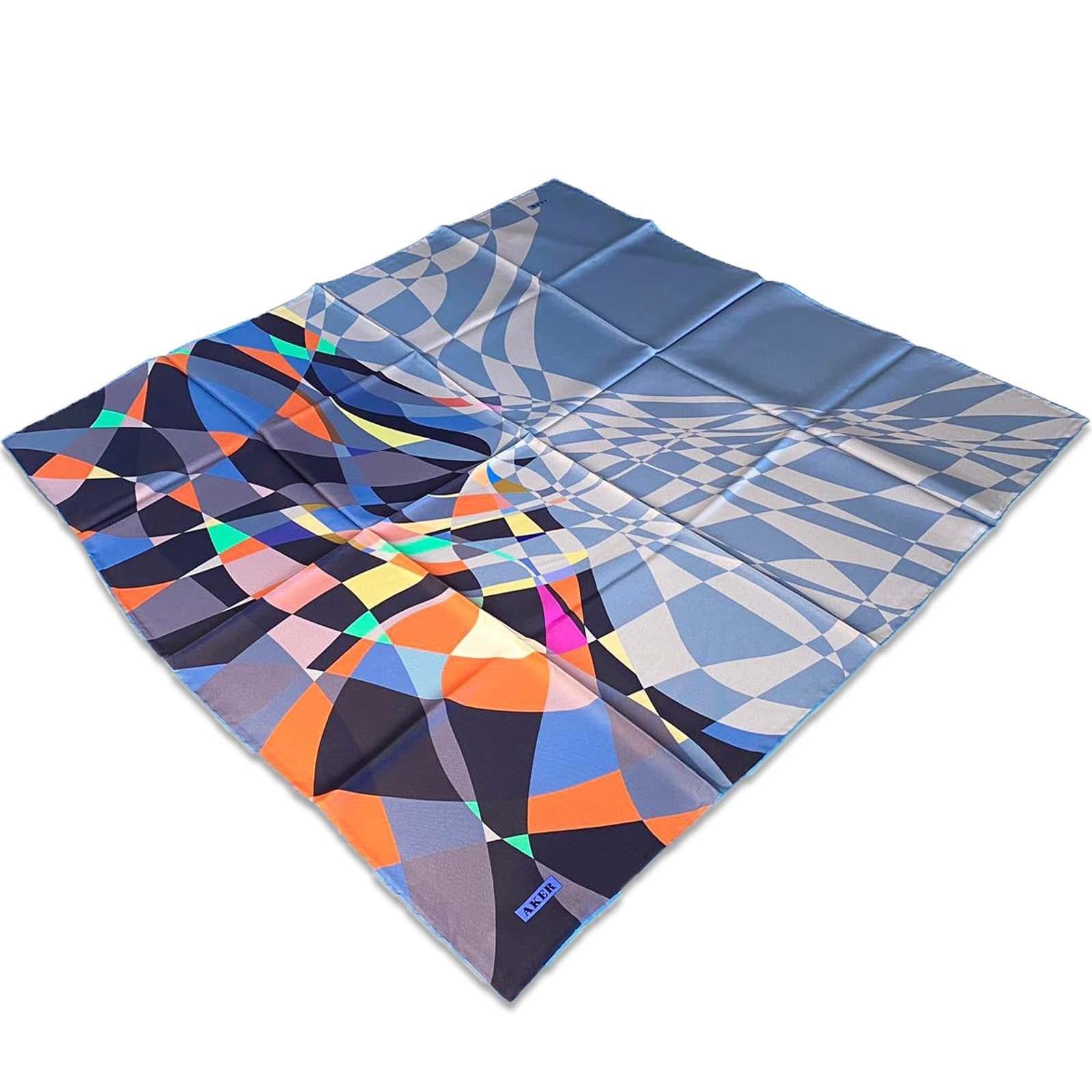 Aker Multicolored Geometric Pattern Twill Silk Scarf 8550713-922