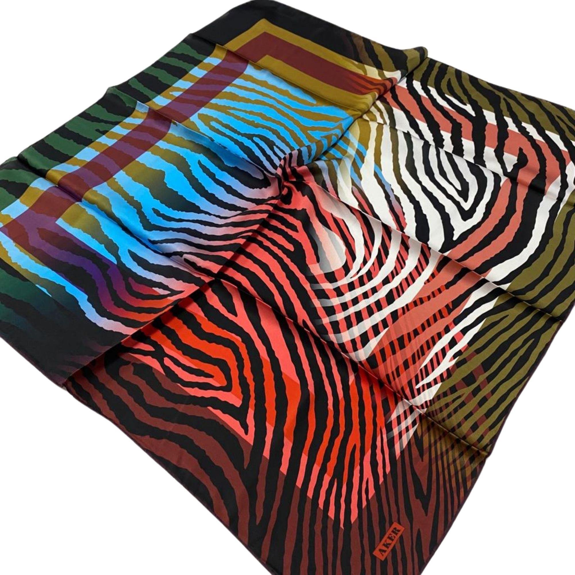 Aker Defolu Bordo-Siyah Zebra Desenli Sura İpek Eşarp 4207701-27923