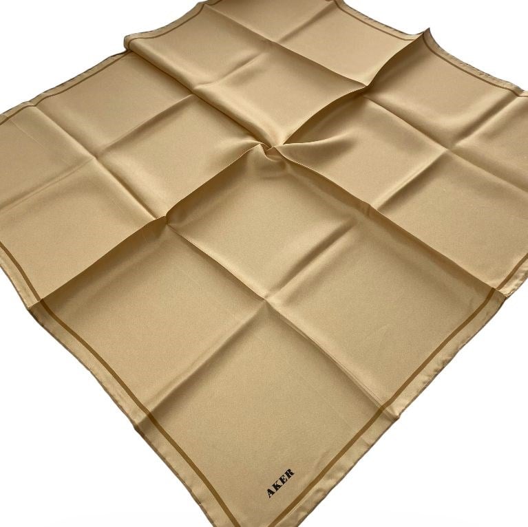 Aker Defolu Tivil İpek Eşarp 54660 Gold Düz Renk