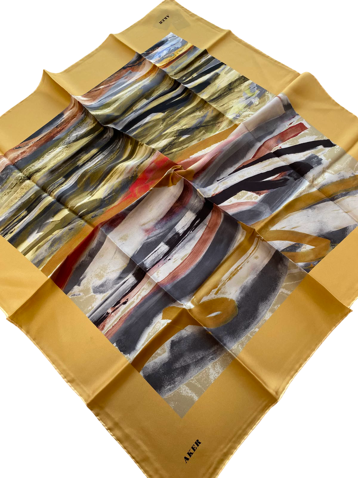 Aker Smoked Yellow Mixed Pattern Twill Silk Scarf 8808713-961