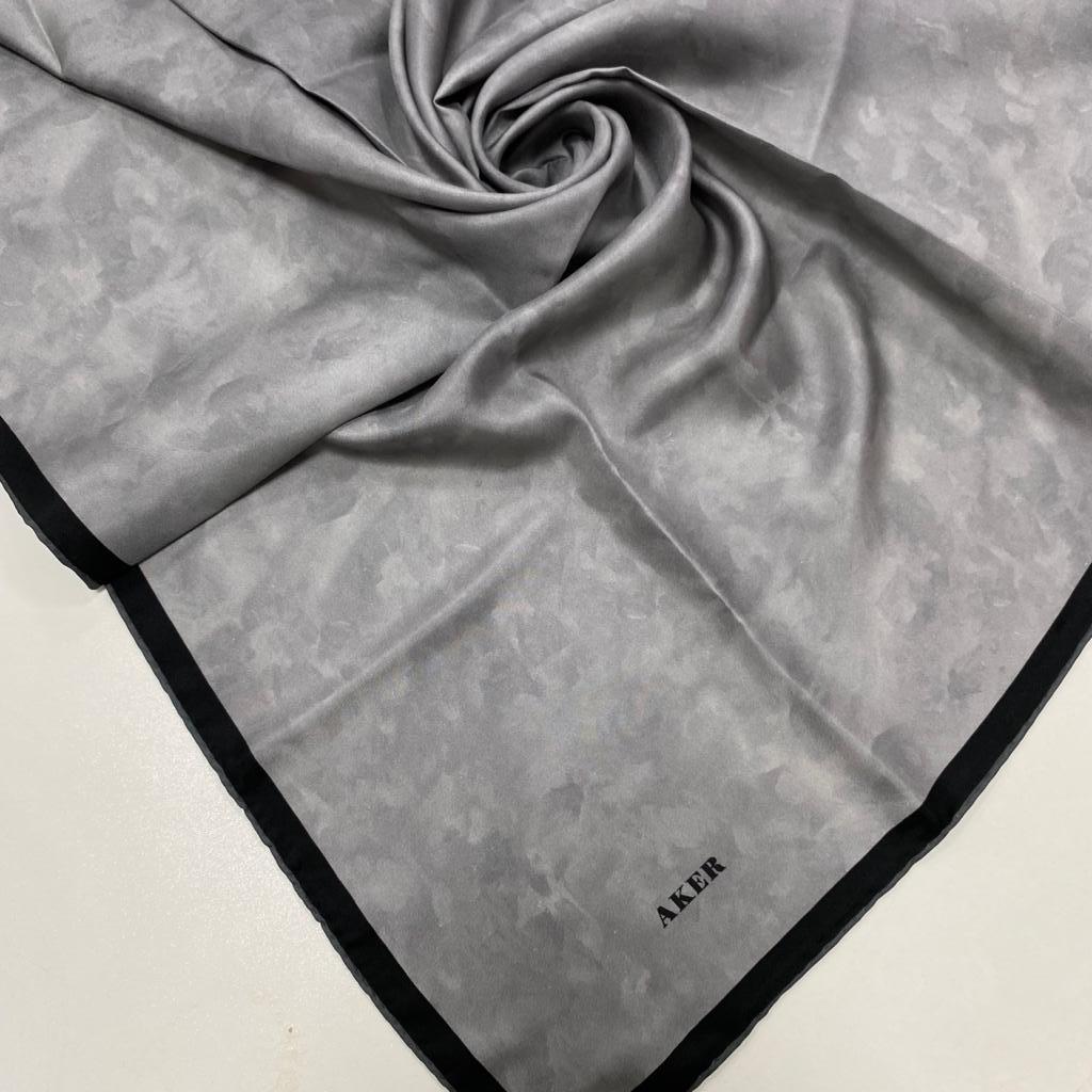 Aker Gray Cloud Patterned Twill Silk Scarf 7208713-975