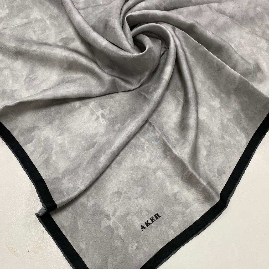 Aker Silver Cloud Patterned Twill Silk Scarf 7208713-974