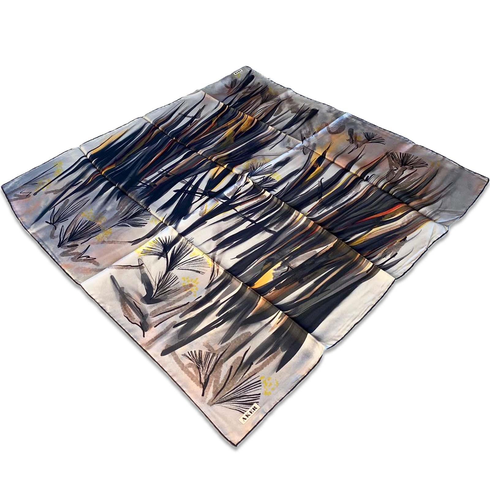 Aker Blue Mixed Pattern Twill Silk Scarf 8837713-923