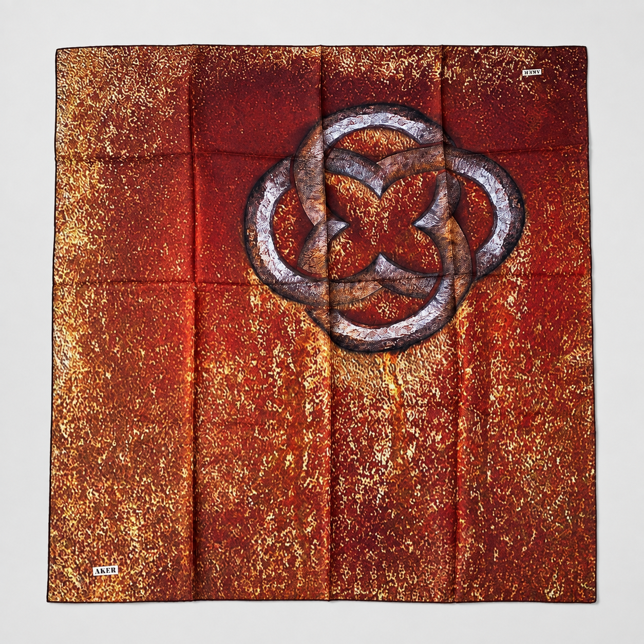 Aker Red Mixed Pattern Satin Silk Scarf 31924