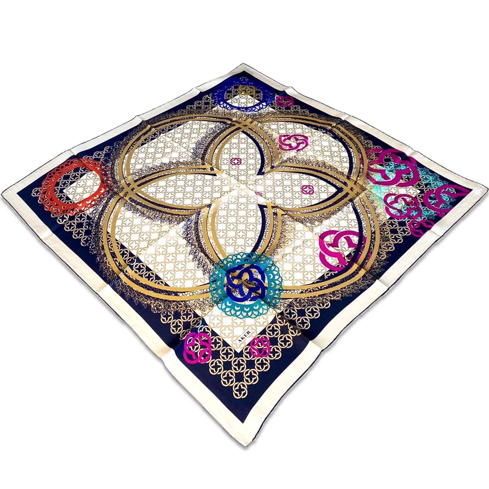 Aker Cream Mixed Pattern Twill Silk Scarf 8813713-921