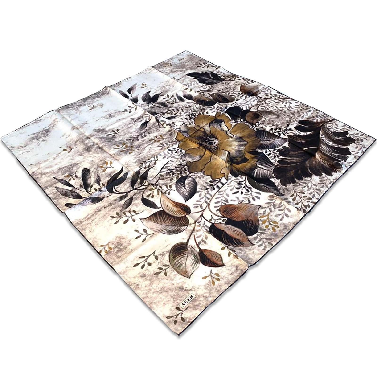 Aker Cream Mixed Pattern Twill Silk Scarf 8824713-912