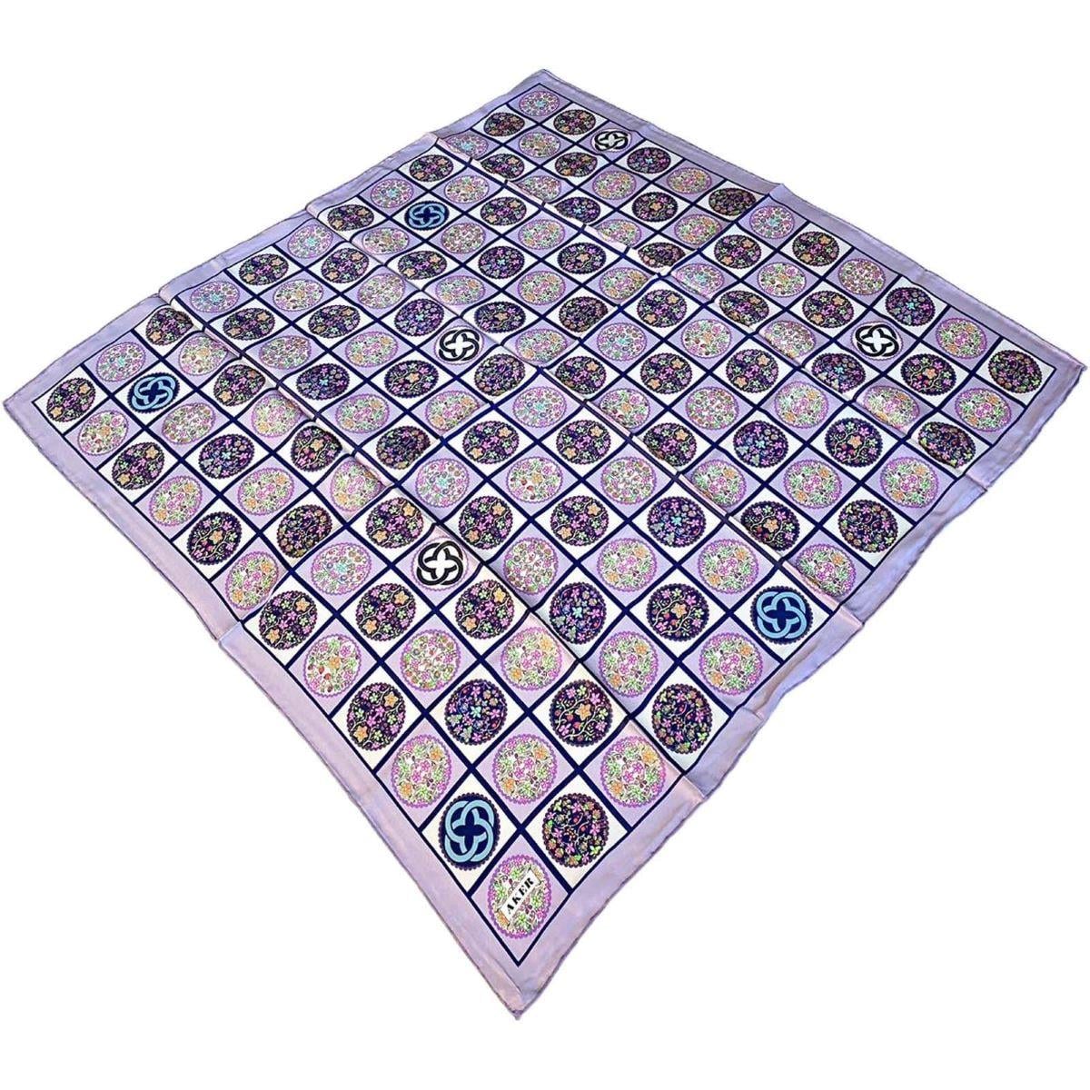 Aker Purple Mixed Pattern Satin Silk Scarf 8864701-391