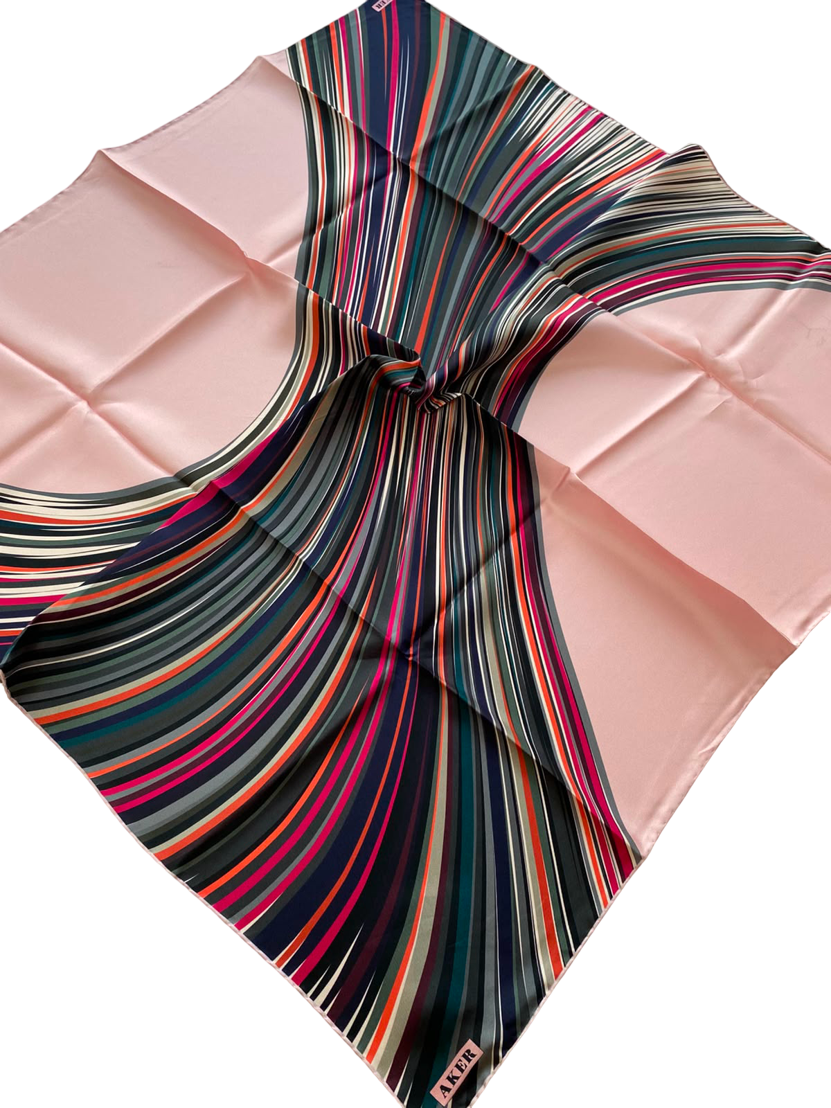Aker Pink Mixed Pattern Twill Silk Scarf 8842713-991