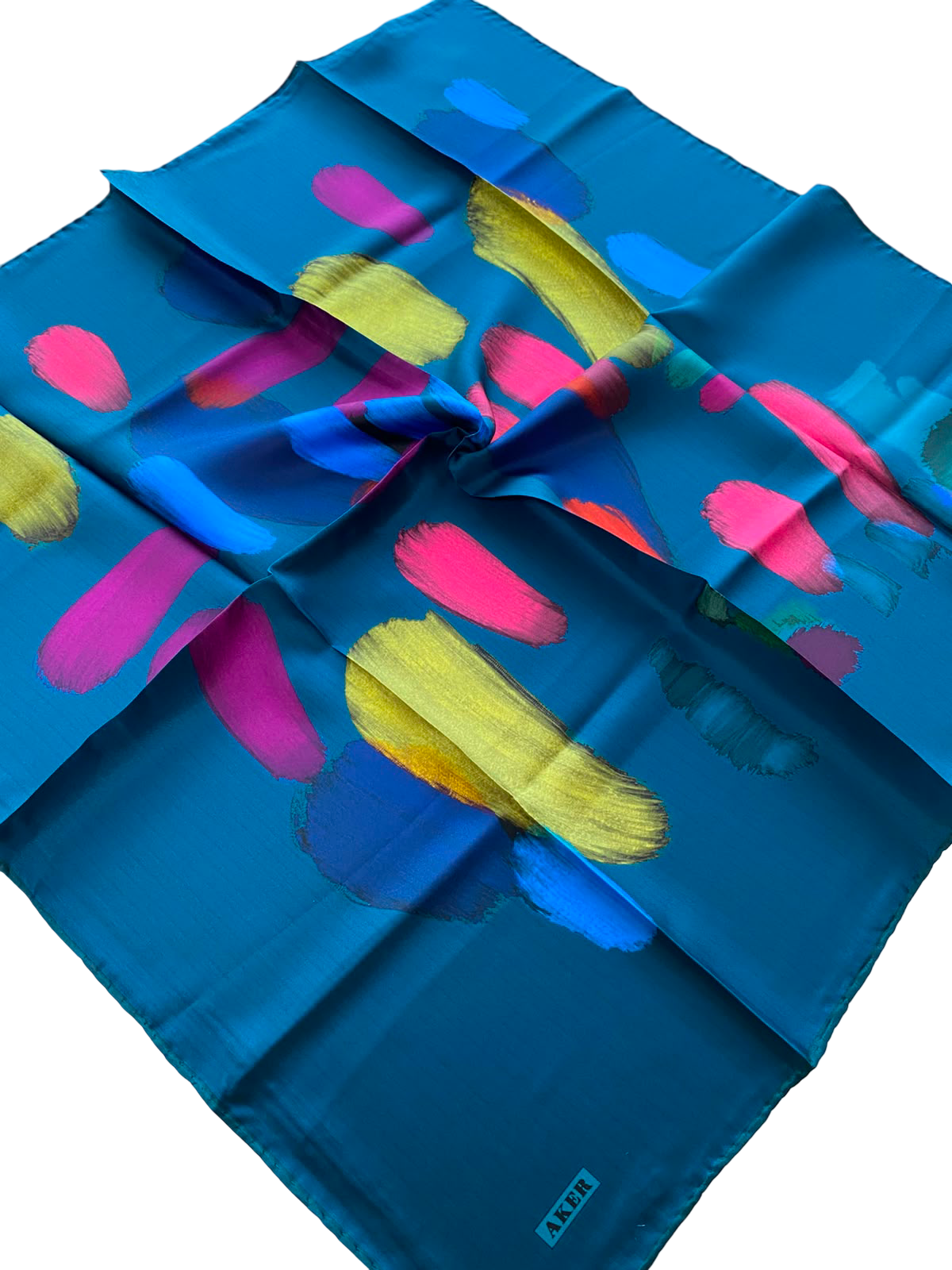 Aker Petrol Blue Twill Silk Scarf 33474