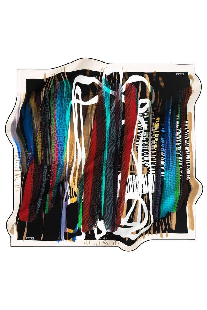 Aker Polyester Eşarp 8358795 912 Siyah Soyut Desen