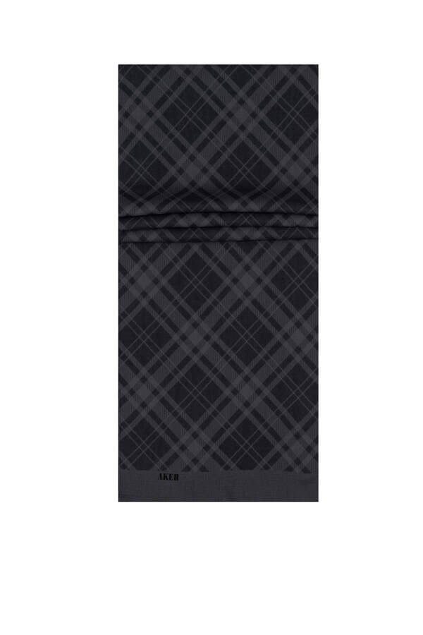 Aker Polyester Gri Antrasit Şal 975 Ekose Desen
